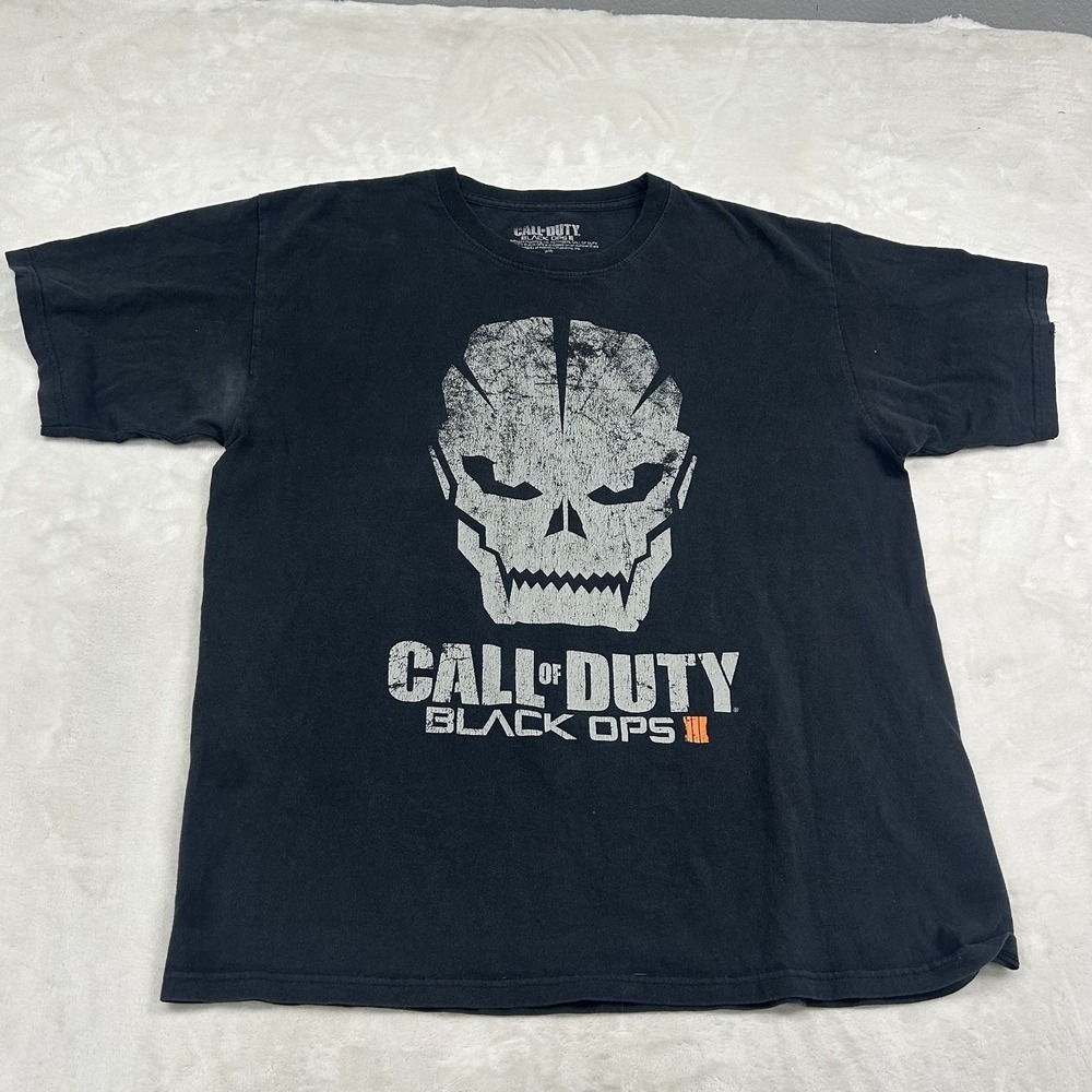 Call of Duty T-Shirt Mens L Black Graphic Skull Black Ops III Short Sleeve Tee